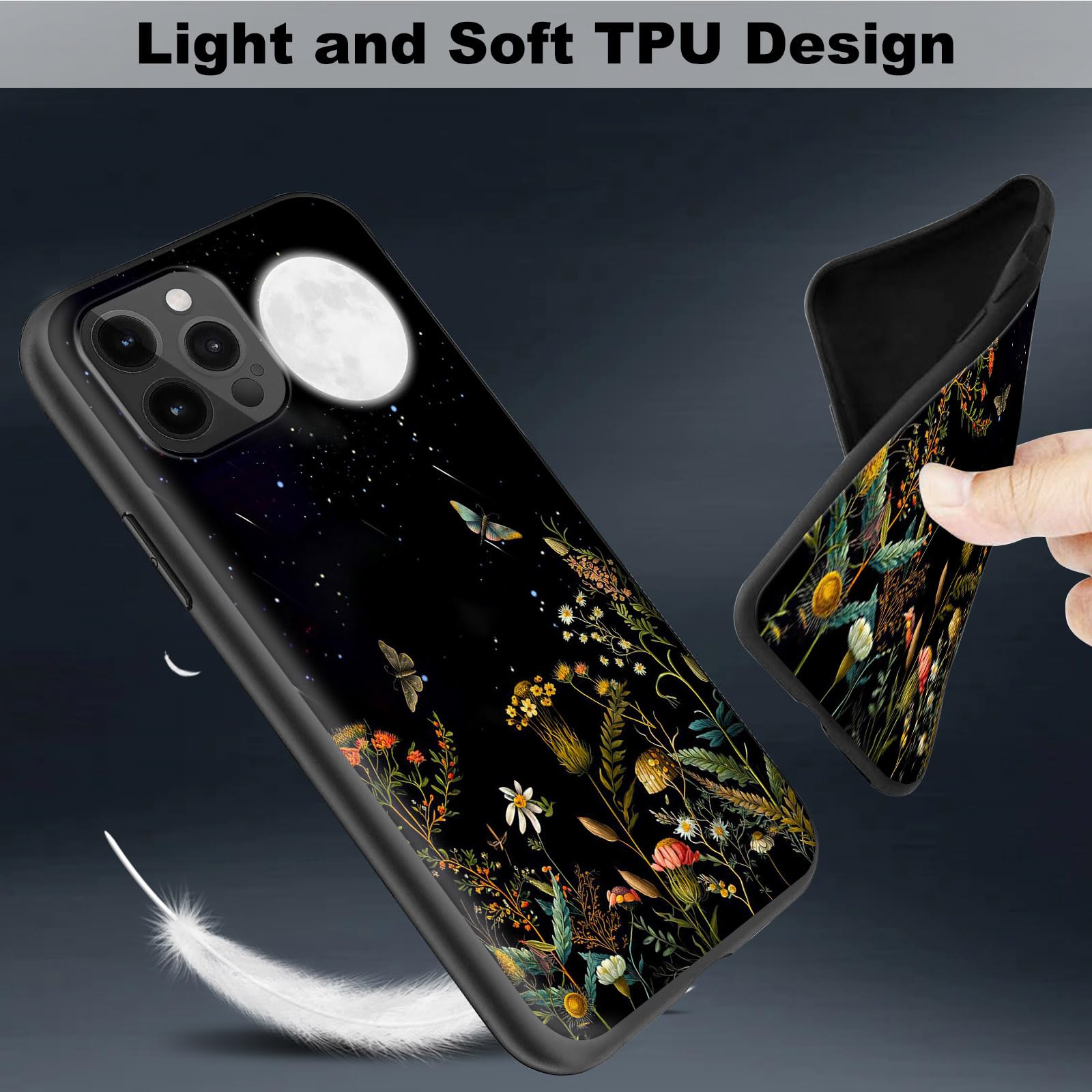 LEOMAKRON Funda De Flores Para IPhone 16 Pro Max De 6.9 Pulgadas 2024, Diseño Floral Morado Rosa Con Funda Blanca Para Protección De Cámara, Niñas Y Mujeres, TPU Suave A Prueba