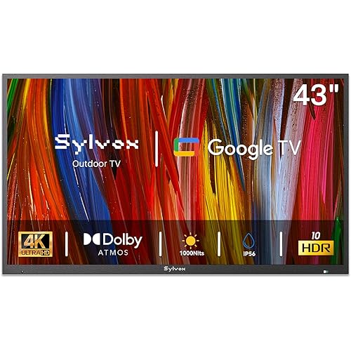SYLVOX Outdoor TV, 43 inch Smart TV Waterproof Outdoor TVs, 4K Weatherproof Television for Outside, Support Google Assistant, Chromecast, 1000 nit Brightness Partial Sun (Deck Pro 3.0)