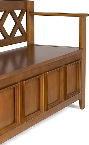 Vista 117 de SIMPLIHOME Amherst Banco de almacenamiento de entrada, asiento de pasillo de madera maciza de 48 pulgadas de ancho en gris niebla, banco