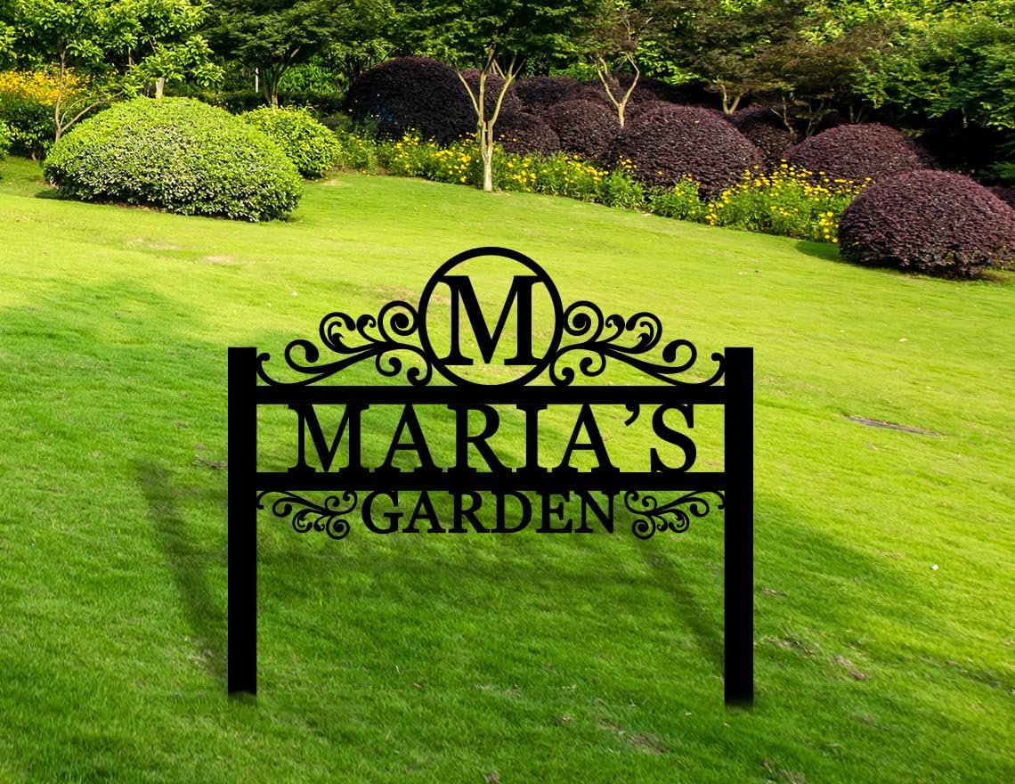 Personalized Yard Sign With Metal Stake, Custom Initial Sign, Large Monogram Sign, Cottage Decor, Garden Signs Decorative Outdoor, Present for Grandmother, Garden Present