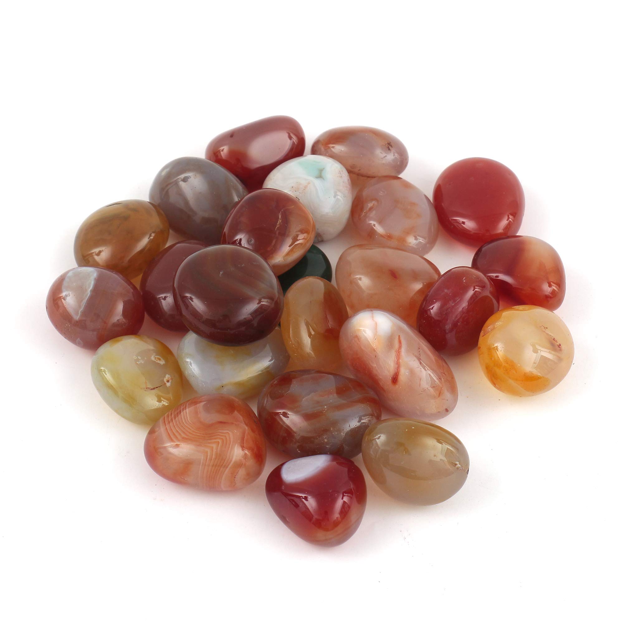 Shiny Stone Natural Colorful Agate Round Loose Beads Gemstone Crystal Tumbled Chips Crushed Stone for Fish Tank Succulent Home Garden Gifts Decoration 1.5lbs/680g (30-50mm)