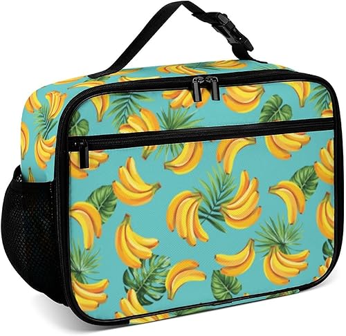 Lonchera reutilizable con hojas de palmera de plátanos, bolsa de almuerzo aislada, bolsa de almuerzo para comida y alimentos, bolsa de mano para