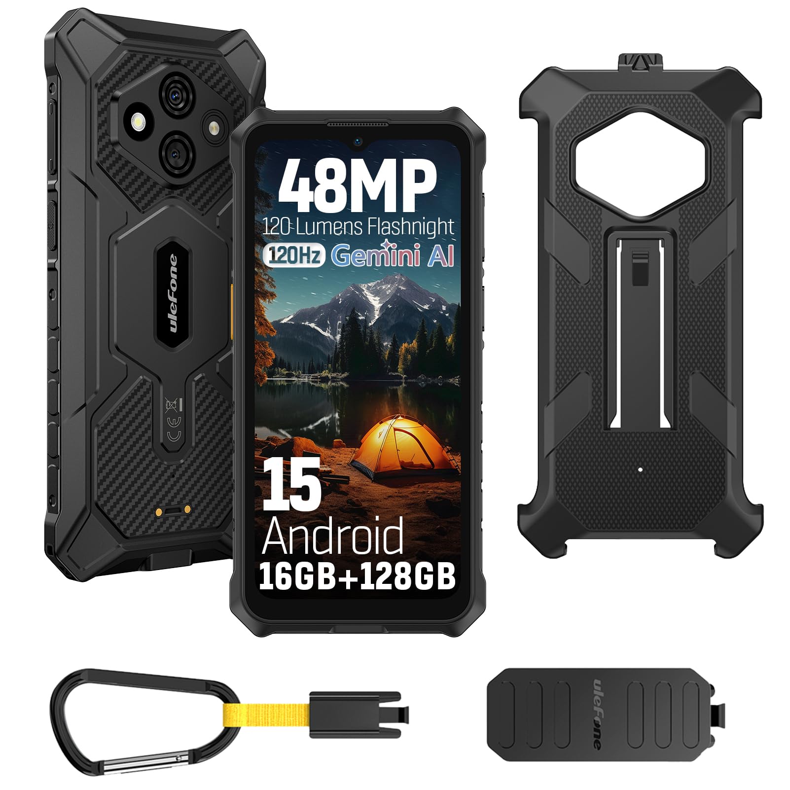 rugking 3 pro smartphone android 15gb 656hz 48mp防水手机黑色
