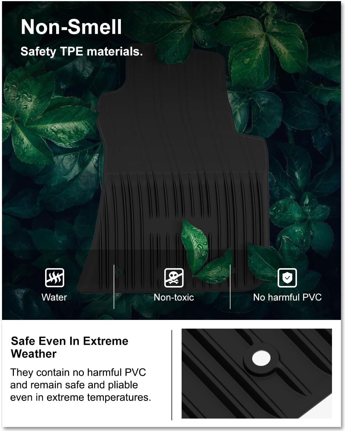 KIWI MASTER Floor Mats for 2011-2023 Dodge Challenger RWD, OEM Replacement 82212545, Custom Fit All Weather Car Mats, Heavy Duty TPE Floor Liners, Front & Rear 2 Row, Black - Image 4