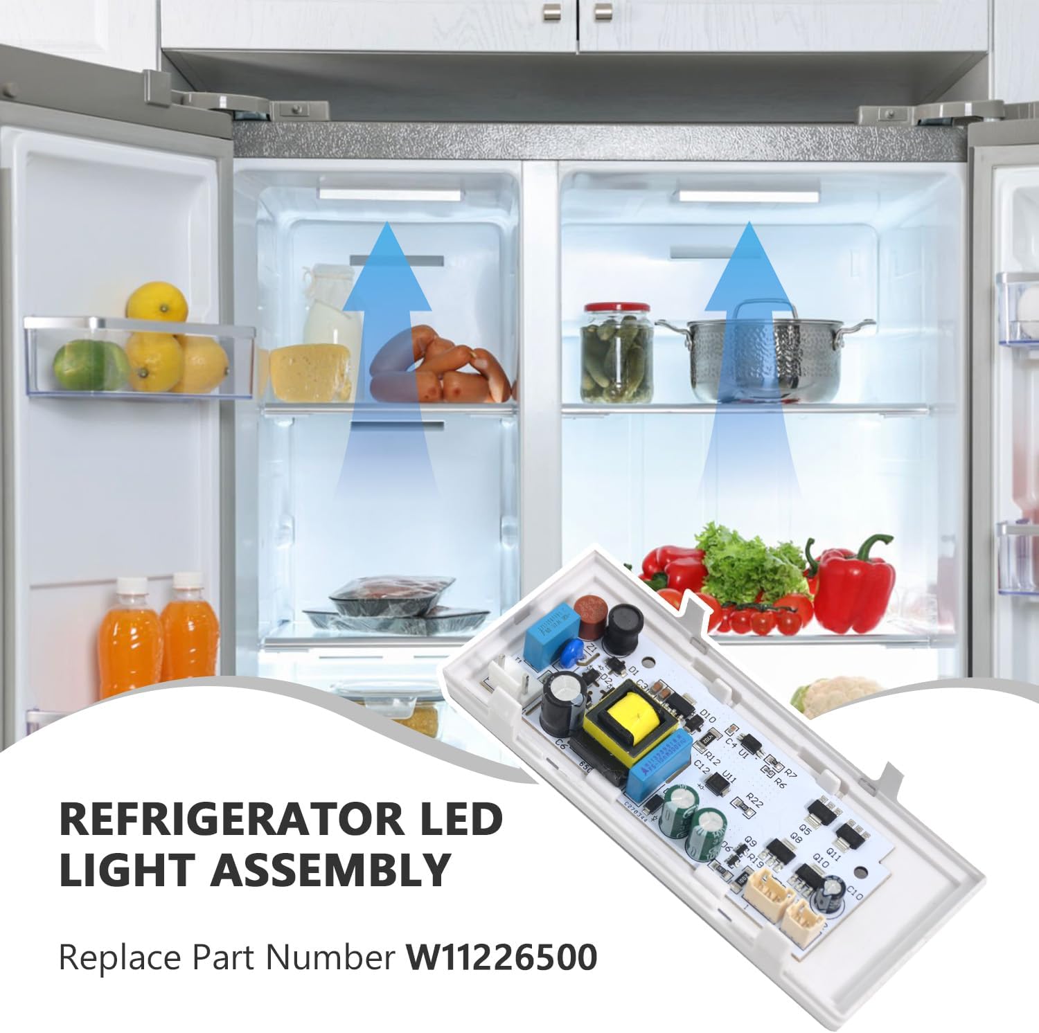 W11226500 W10724473 Refrigerator LED Control Board Light Module Replacement Compatible With Whirlpool, Jenn-Air, KitchenAid