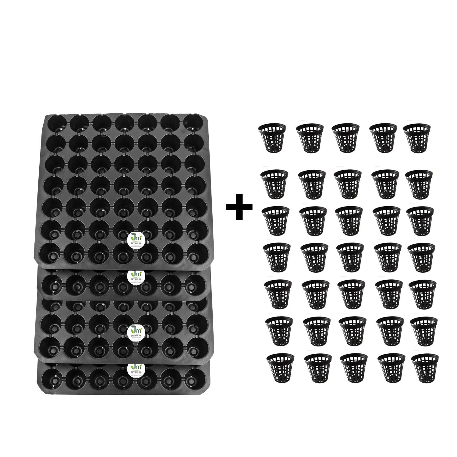 Jayamani Plastic Seedling Tray, Black Seedling Tray 4 Pieces, Net Pot