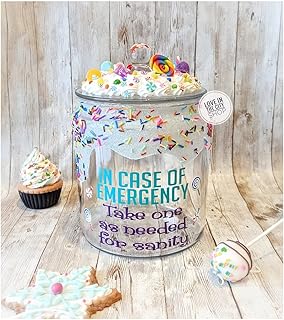 Funny Large Desk Candy Jar - In Case of Emergency take one as needed for sanity- Fake Frosting Topper