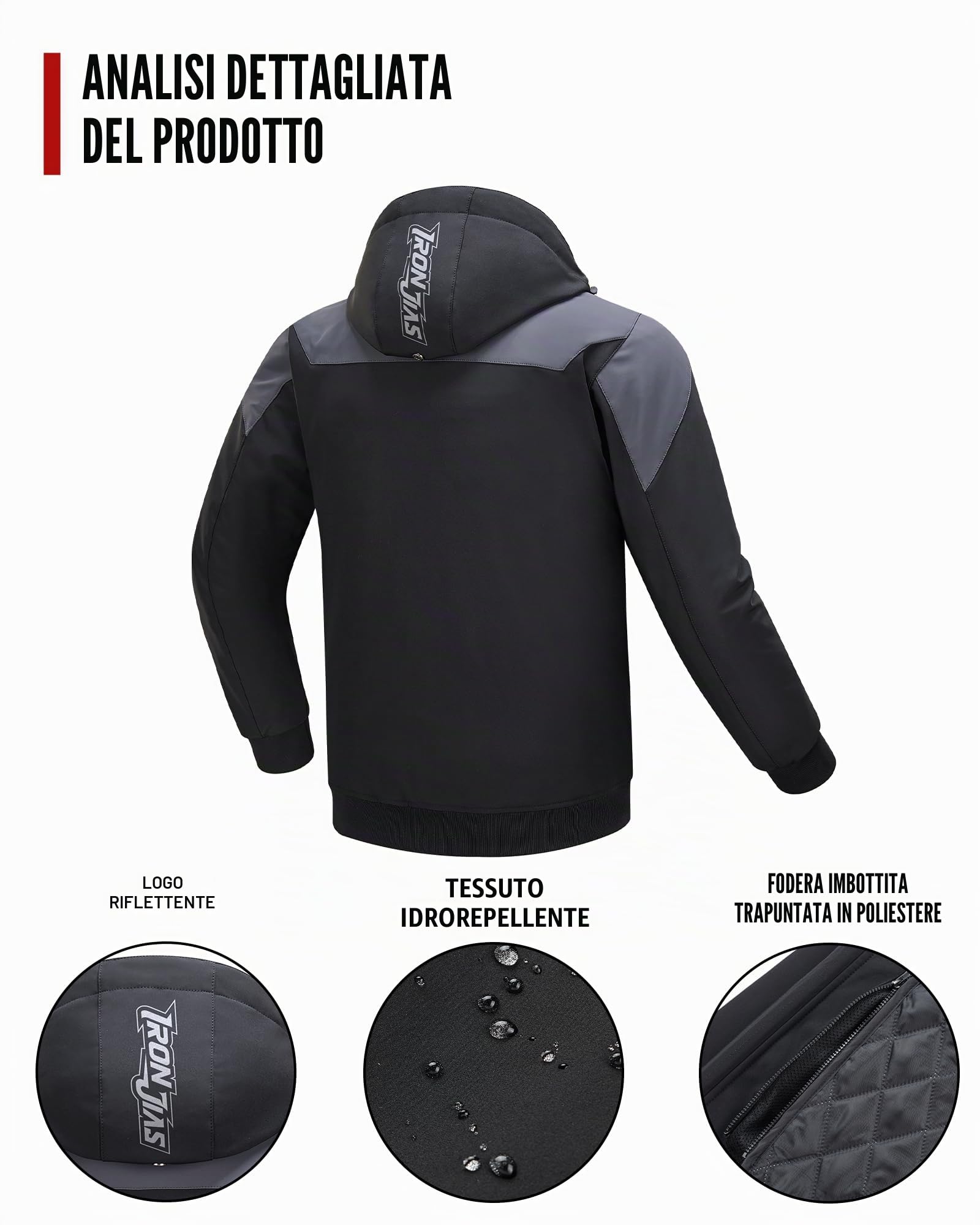 BORLENI Giacca da Moto per Uomini con Protezioni CE Fodera Rimovibile Impermeabile al Vento e all'Acqua per Tutte le Stagioni XL