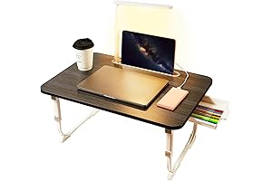 Foldable Tablet Table with LED Desk Light