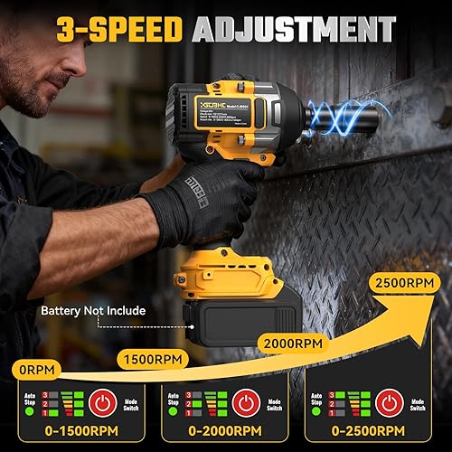 Miniatura 2 de Llave de impacto inalámbrica para batería Dewalt de 20 V, 1254 pies-libras (1700 N.m), pistola de impacto eléctrica de 12 pulgada, destornillador de