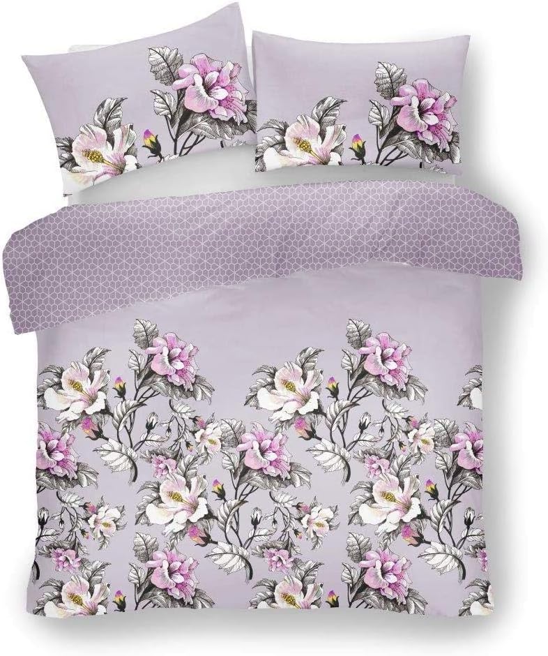 GC GAVENO CAVAILIA Luxury Floral Super King Size Duvet Set Blue Bedding, Easy Care Birds Print Polycotton Reversible Quilt Sets