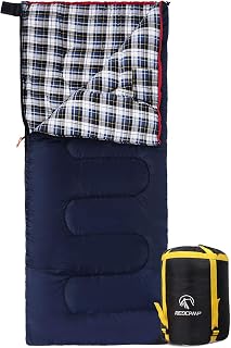 REDCAMP Flannel Lined Sleeping Bag for Adults - Lightweight Cotton Filled Envelope, Cold Weather Camping Backpacking 75x33 Inch