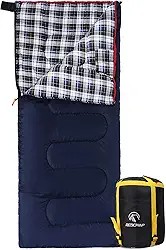 REDCAMP Saco de dormir de flanela de algodão ao ar livre para mochila de acampamento, sacos de dormir envelope quentes e confortáveis com enchimento de 2/3/4 libras