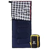 REDCAMP Cotton Flannel Sleeping Bag for Camping Backpacking, Adults Cold Weather Envelope Sleeping Bags with 2/3/4lbs Filling Blue with 2lbs filling
