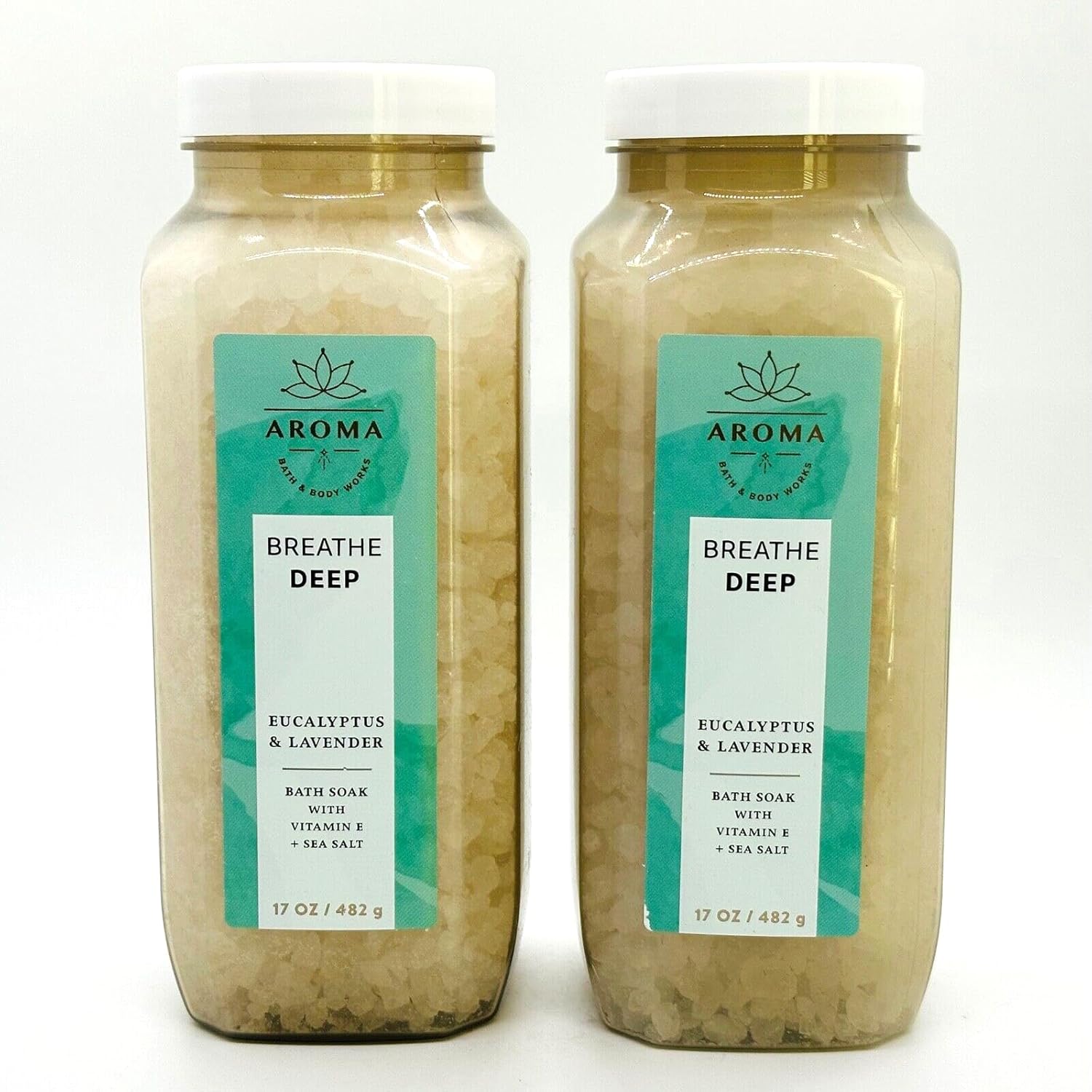 2 Aroma Breath DEEP Eucalyptus & Lavender Luxury Soak Salts Bath Body 17 oz