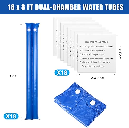 Miniatura 7 de 6 tubos de agua doble de 8 pies con 6 piezas de cinta de parche de poliuretano termoplástico transparente para piscina de invierno