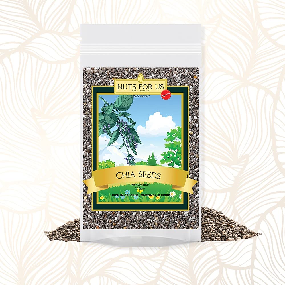 Nuts for us Chia Seeds Nutritious with Calcium, Omega 3+ and Fiber for Healthy Diet- 250 Grm(Black, Raw)