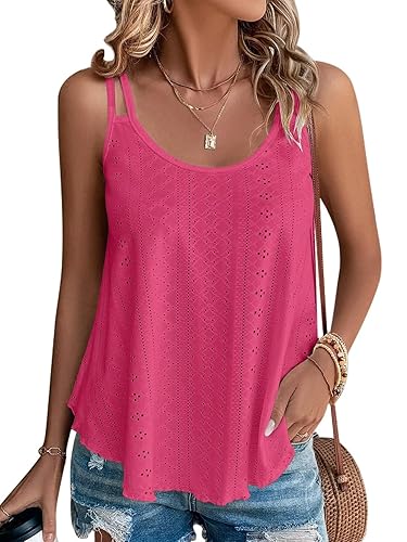 KKJ Womens Cute Tank Tops Sleeveless Spaghetti Strap Scoop Neck