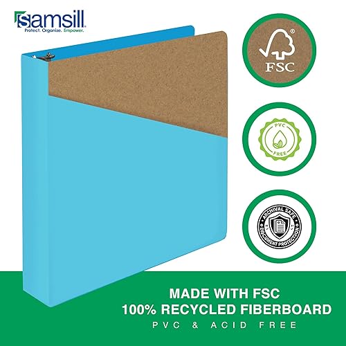 Vista 183 de Samsill Carpeta duradera de 1.5 pulgadas, fabricada en los Estados Unidos, carpeta de anillos en D, carpeta transparente personalizable, color Negro