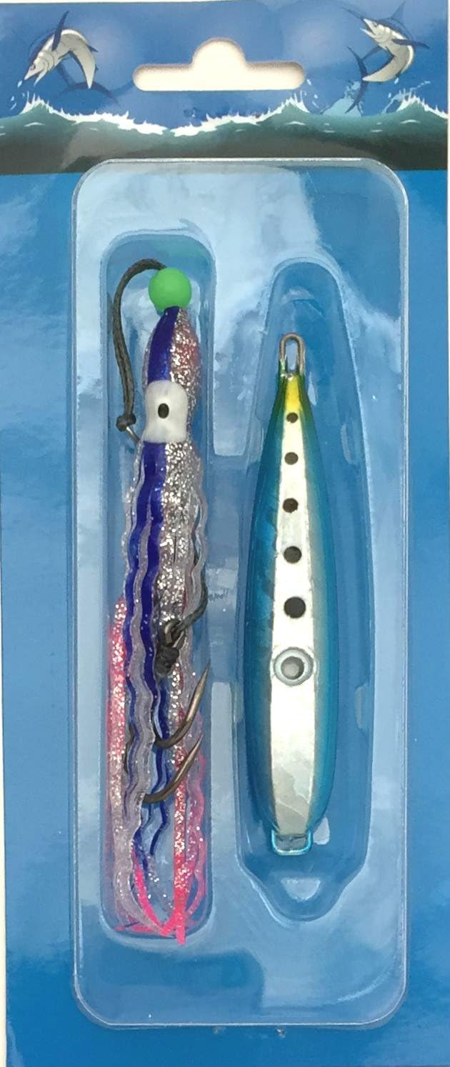 Knife Bottom Ship Metal Jig 5.64oz,160g 3 Pcs Blue for Vertical Jigging, Knife-Style Lure, Ideal for Saltwater Species & Deep Sea Fishing