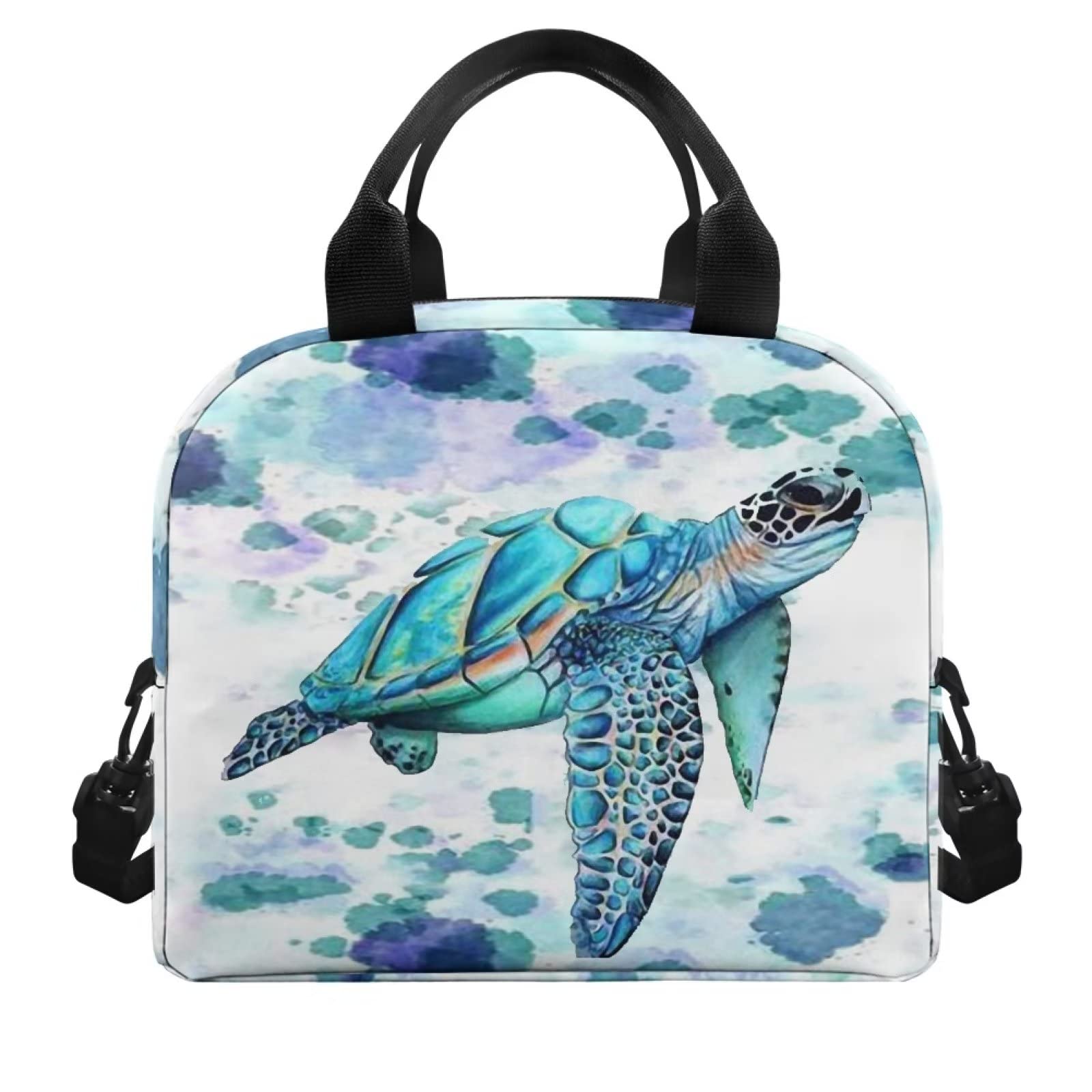 Showudesigns Sea Turtle Lunch Bags for Women Men Soft Cooler Bag Durable Lunch Tote Kit with Thickened Handle Thermal Organizer Hippie Tie Dye Lunch Box White - Image 2