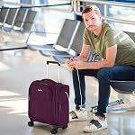 HanTrip 16 Inch Sous le siège Carry On Bagage with Wheels Softside Petites Valises Article personnel Sac avec poche Bagage de voyage pour hommes Femmes Affaires Sac de nuit (Purple)