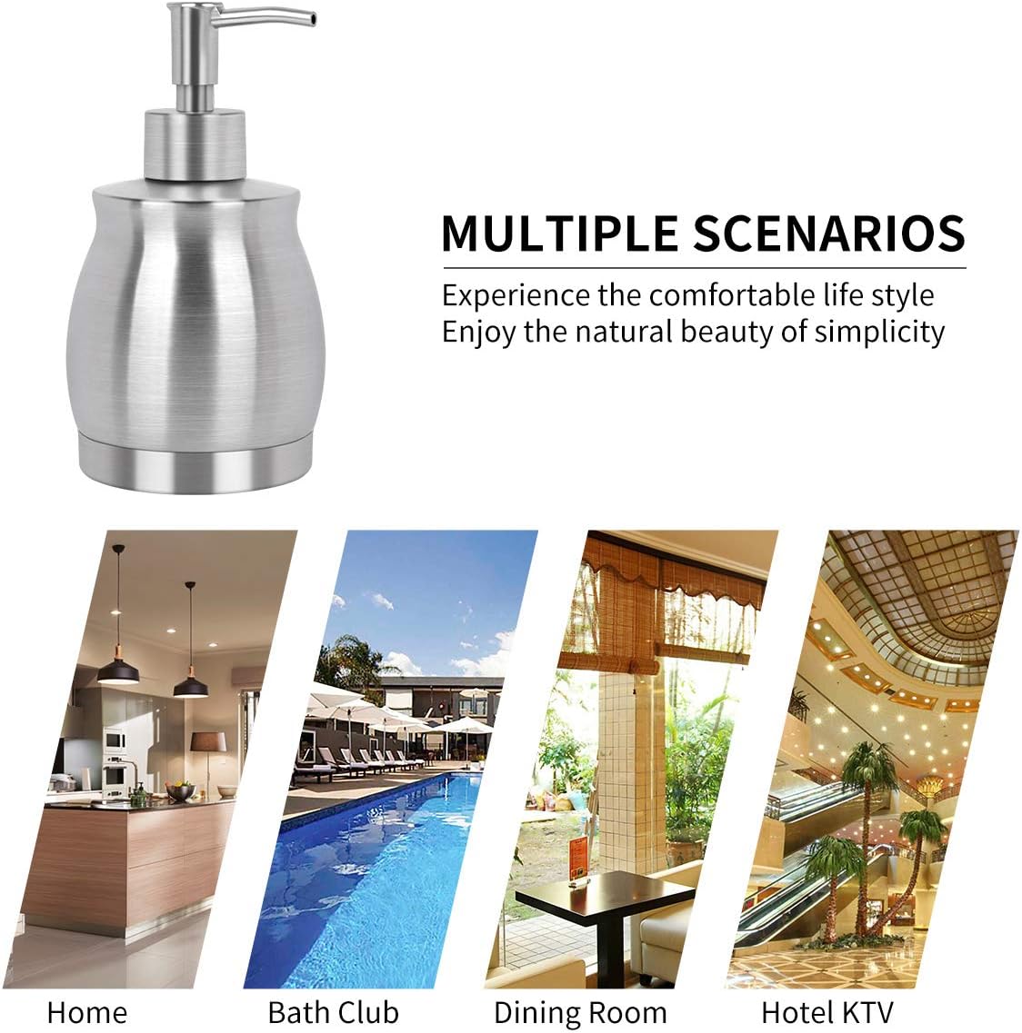 Stainless Steel Countertop Soap Dispenser Liquid Bottle and Pump, Suitable for Various Places Such as Kitchen and Bathroom (Brushed Nickel, 390 ml/13 oz) - Image 5