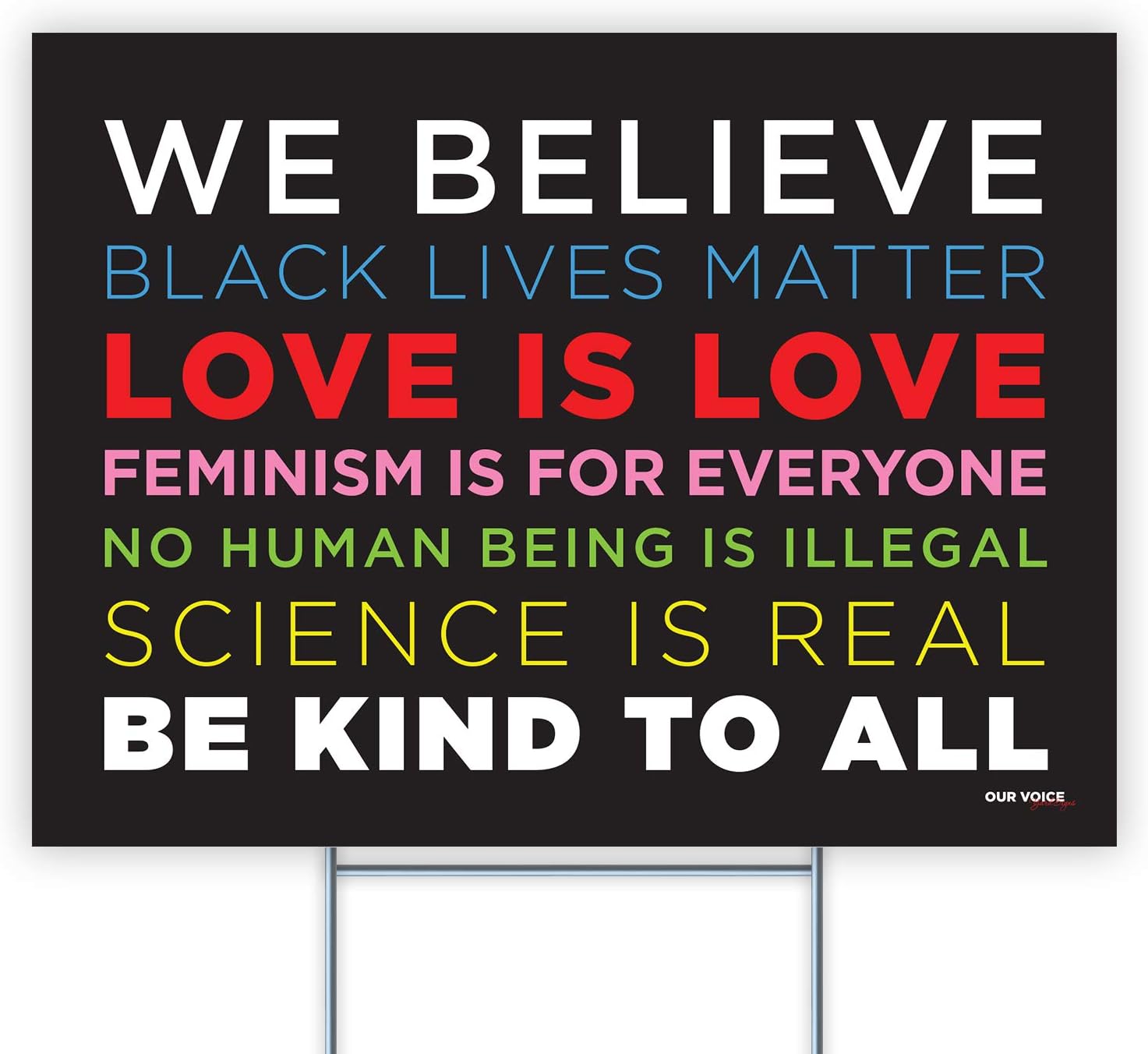 Yard Signs We Believe Yard Sign with Stakes, Double Sided, Weatherproof Plastic Protest Black Lives Matter Signs for Home Décor with Big and Bold Letters, 18 x 24 inches (#1)