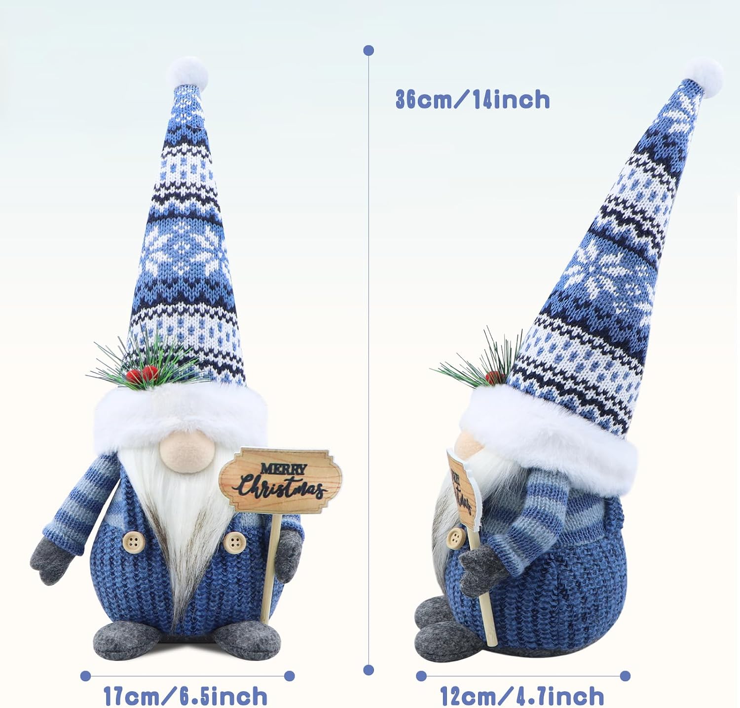 Gehydy Christmas Gnomes Decorations Gnome Handmade Decor for Home Kitchen Farmhouse Tiered Tray - Blue