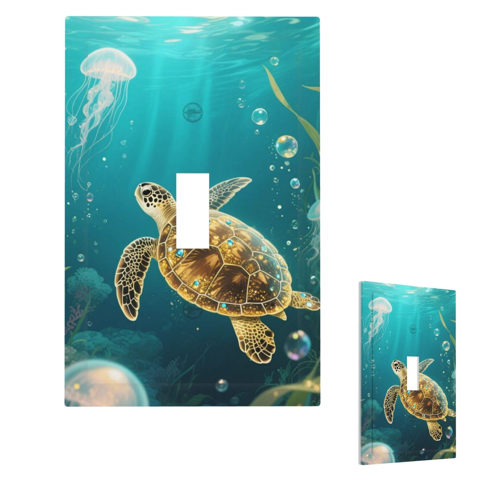 Turtle Wall Plate Cover Modern Decorative 1 Gang Light Switch Cover Unbreakable Receptacle Outlet Covers For Living Room Bedroom Home Decor Single Toggle