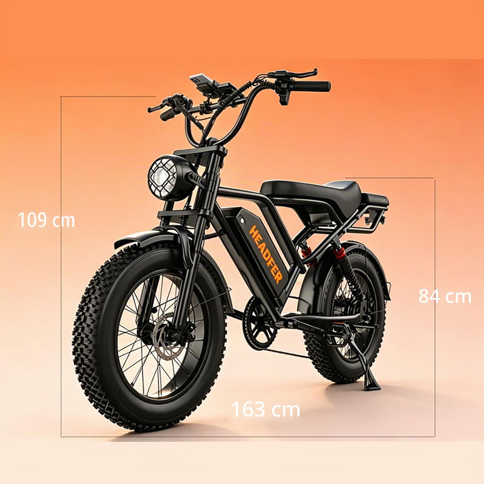 BK20 Elektrofahrrad für Erwachsene, 48 V, 20 Ah, herausnehmbarer Akku, Mountainbike mit 20×4-Zoll-Breitreifen, Reichweite 50–100 km, Doppelscheibenbremsen, doppelte Federung, 7 Gänge