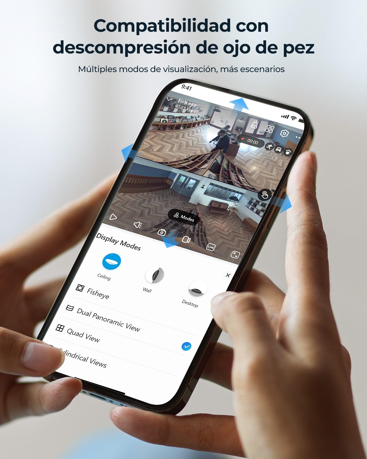 Reolink 6MP Camara IP PoE de Ojo de pez, 360º, HD, Interior, FE-P Blanco | Seguridad Camara hogar/Oficina, detección Personas, comunicación bidireccional, instalación Flexible, múltiples Vistas
