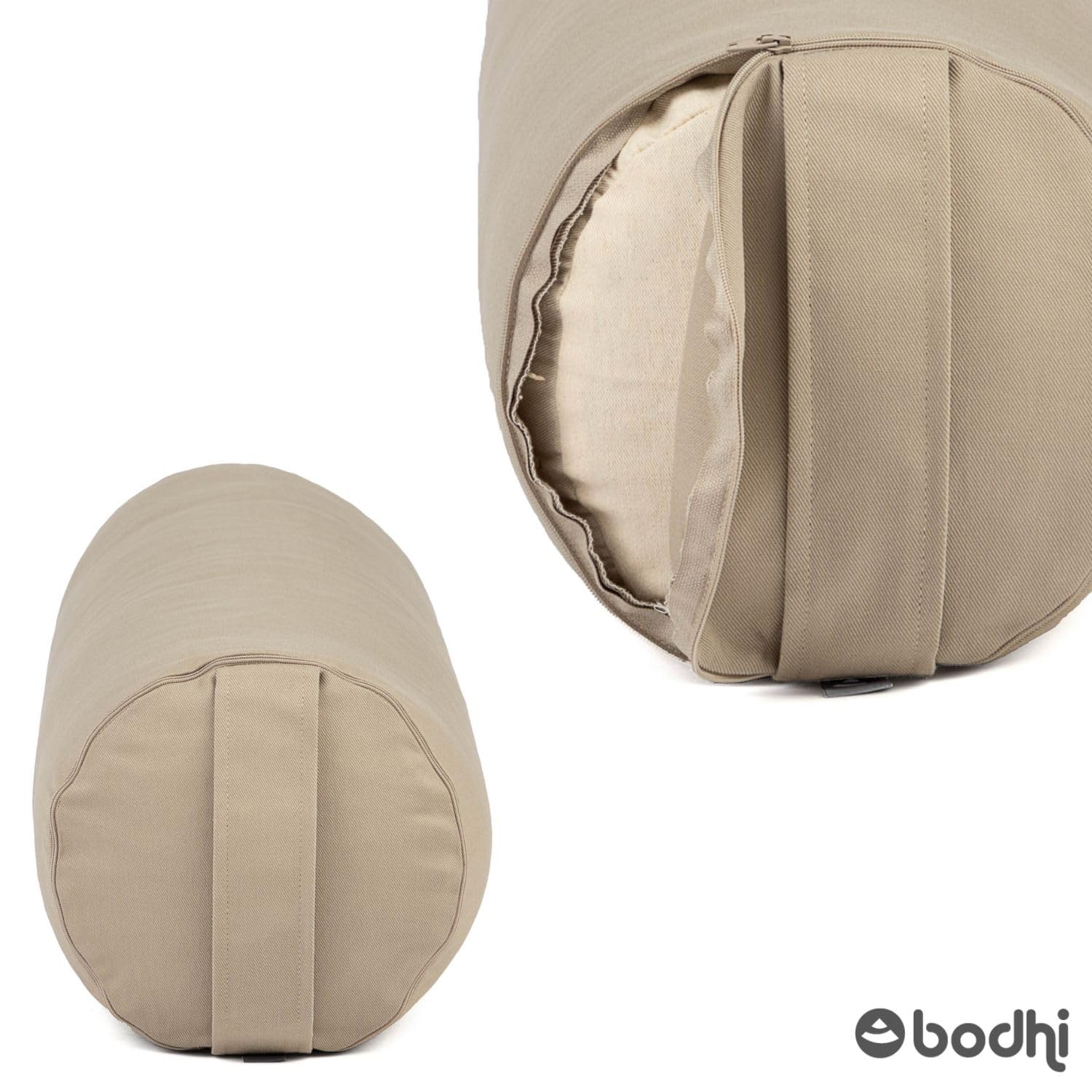 Bodhi Yoga Bolster ECO Serie Yogarolle Kapok-Füllung Bio-Baumwolle 65 x 22 cm
