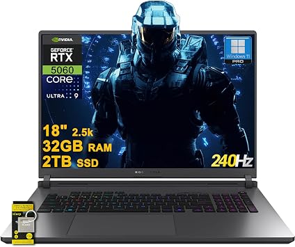 ASUS ROG Strix G18 G815 Gaming AI PC Laptop 18" 2.5k 2560x1600 240Hz 100% DCI-P3, 3ms Intel 24-core Ultra 9 275HX 32GB RAM 2TB SSD GeForce RTX 5060 RGB Backlit Wi-Fi7 Win11Pro ICP Acc/