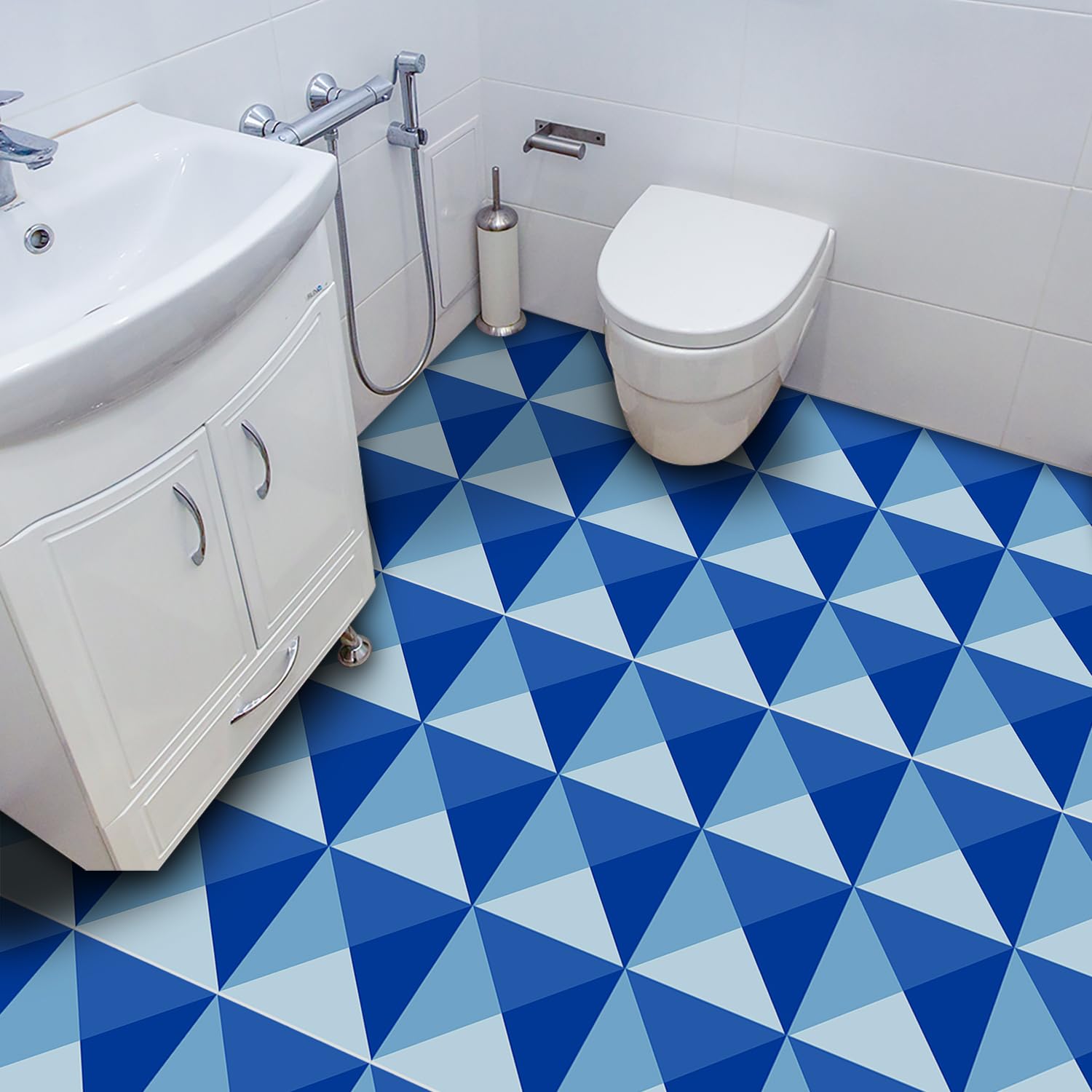 Alwayspon Peel and Stick Floor Tiles, 20cm/8inchx12Sheet Waterproof Removable Non-Slip Vinyl Plank Flooring Tile for Bathroom Kitchen Bedroom, Renter Friendly Floor Decor DIY, Blue