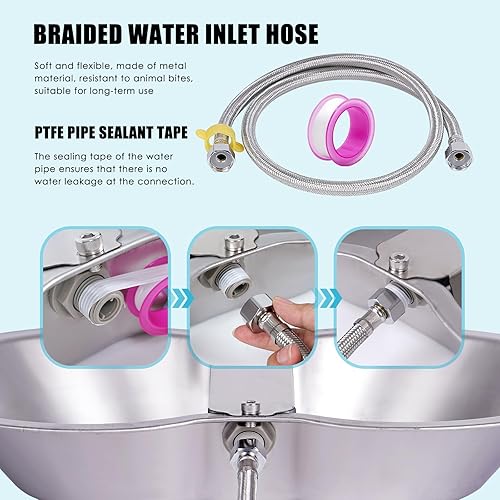 Miniatura 8 de Dispensador automático de agua de acero inoxidable de 2 galones, dispensador de agua de llenado automático para perros, gatos, pollos, caballos,