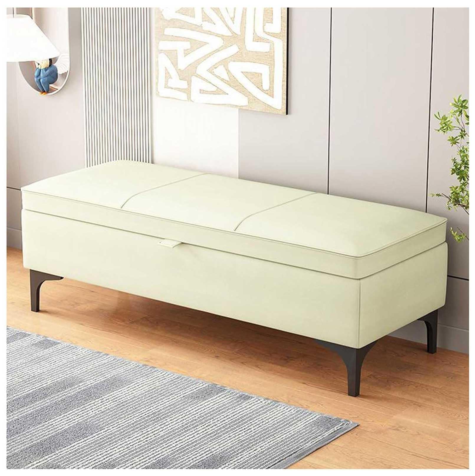 MSHGSKU Storage Bench Ottoman for Bedroom Shoe Rack Pouf Footrest for Living Room 500 LB Capacity Beige 39x15x15in Stylish Furniture for Home and Retail Spaces