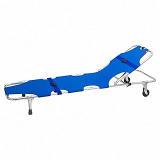 CWCQGH Camilla médica de Aluminio de Cuatro Ruedas, Plegable, Ligera, para Primeros Auxilios, soporta hasta 200 kg, Color Azul.