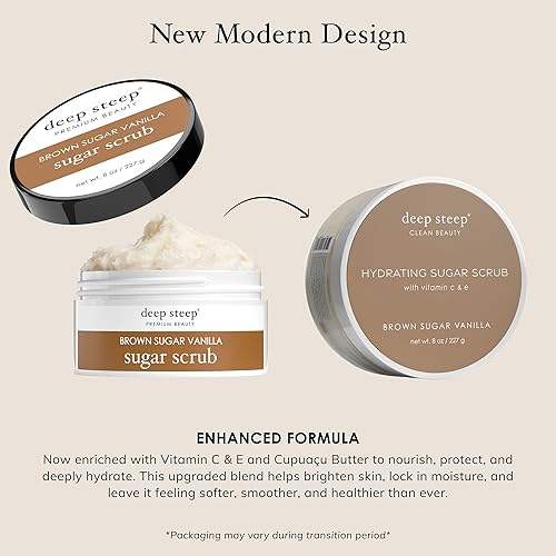Miniatura 4 de Deep Steep Exfoliante de azúcar, vainilla de azúcar morena, 8 onzas, exfoliante corporal con aceite de coco orgánico, manteca de karité y aceite de