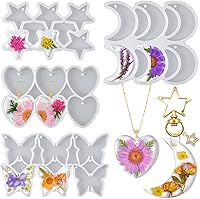 YODOYO 4pcs Resin Jewelry Molds with Holes - Butterfly Star Moon Heart Silicone Kit for UV Epoxy Earrings Keychains Pendants DIY Crafts