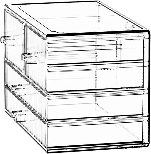 Miniatura 8 de ZHIAI Organizador de maquillaje a rayas para tocador, organiza tus artículos esenciales de belleza con organizadores de maquillaje y almacenamiento,