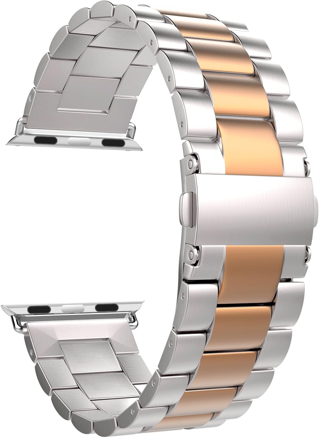 Exсluѕіvе MoKo Watch Band Compatible with Apple Watch Series 7/6/5/4/3/2/1/SE, Stainless Steel Replacement Band Bracelet with Double Button Folding Clasp fit iWatch 38mm 40mm 41mm