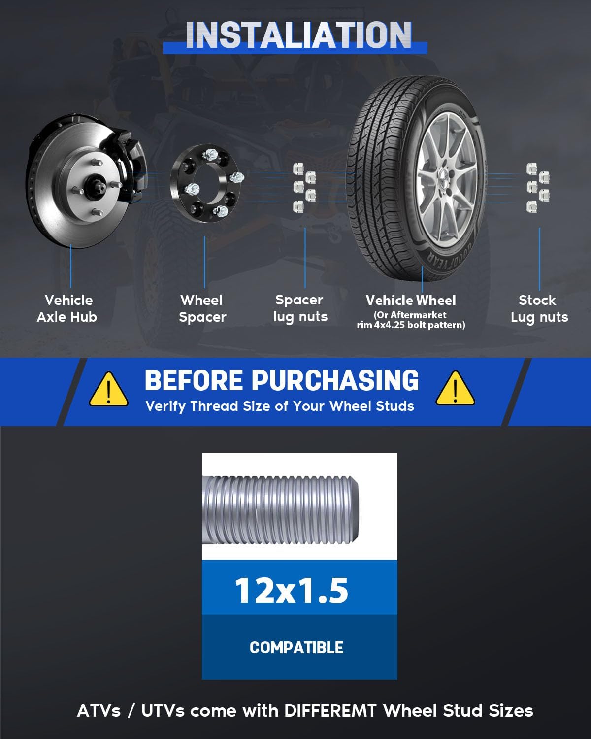 ECCPP 4PCS change bolt pattern from 4x4.5 to 4x4.25 Conversion Wheel Adapters 1 inch 4 Lug for for Honda for Accord 1990-2002 for Honda Prelude 1992-1996 for Acura Vigor 1992-1994