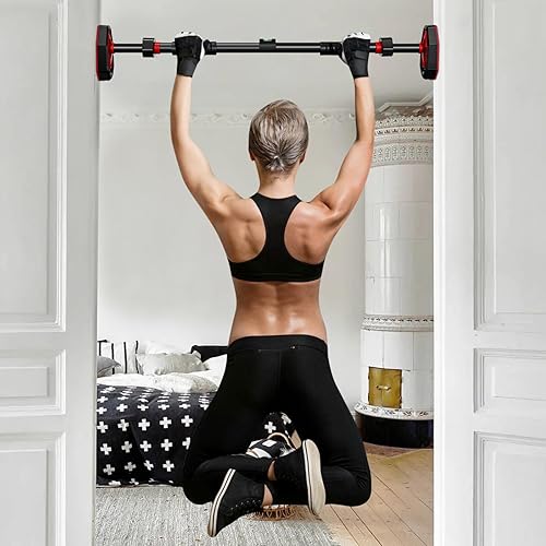Miniatura 5 de GALPADA Barra de dominadas telescópica para puerta, ajustable, sin taladro, accesorios de gimnasio en casa, equipo de fitness resistente para