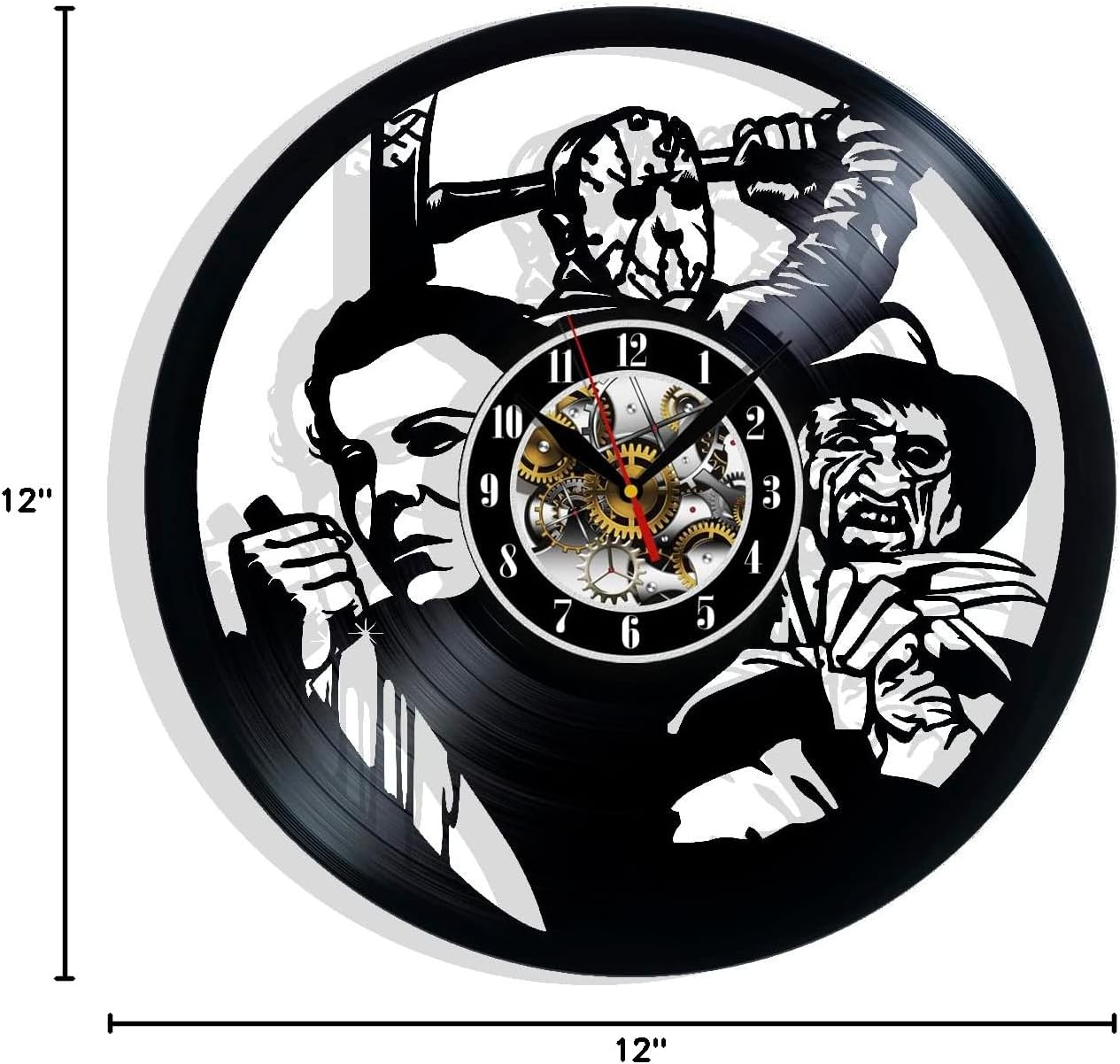 Spooky and Stylish Halloween Horror Movie Vinyl Record Wall Clock - Perfect Addition to Your Haunted Decor - Unique Gift Idea for Horror Fans