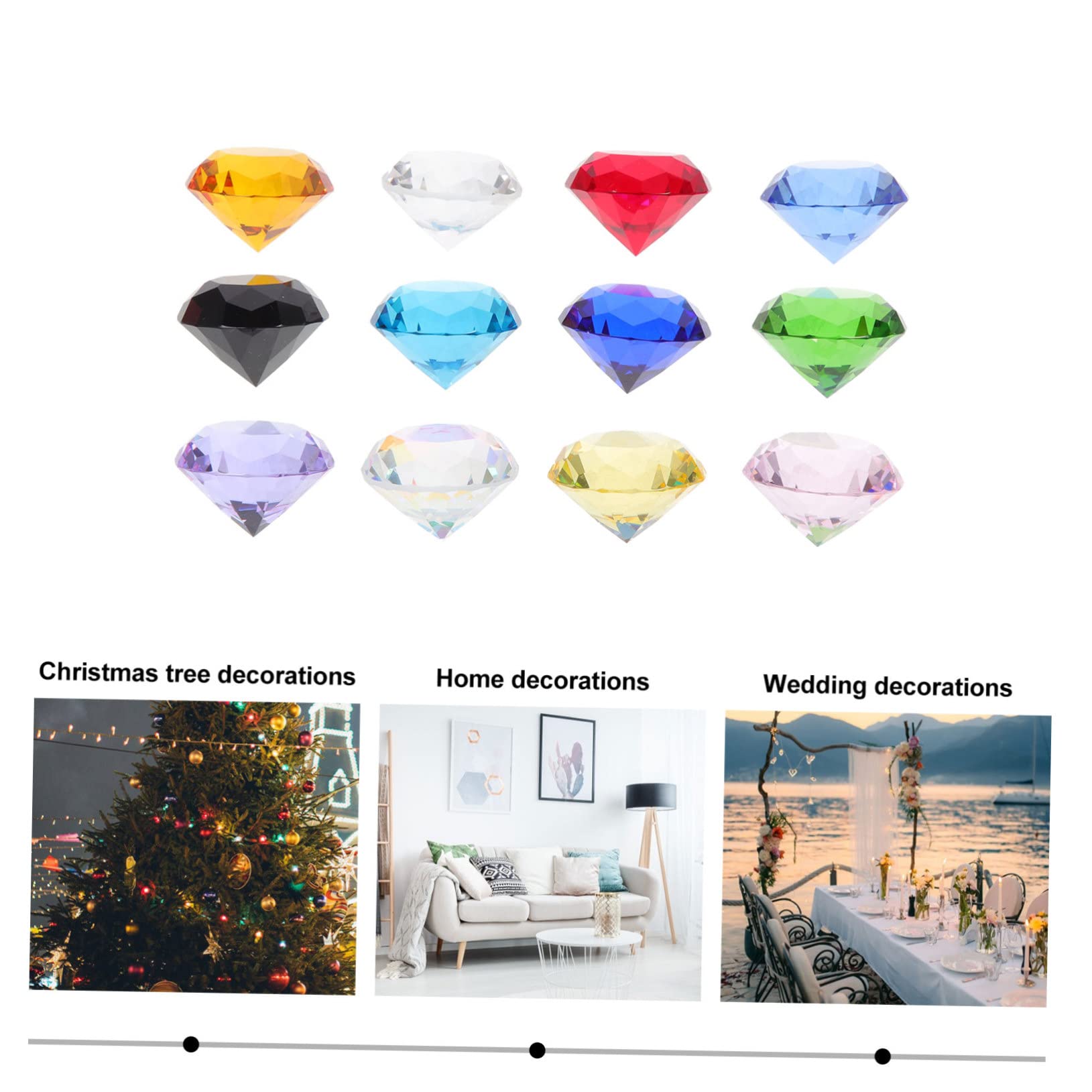 SHINEOFI Diamanti Decorativi Funzione Riempitivo 30mm 12 Pezzi in Vetro Trasparente per Decorazioni Matrimonio e Centrotavola Outdoor per Vasi e Sfondo Fotografico