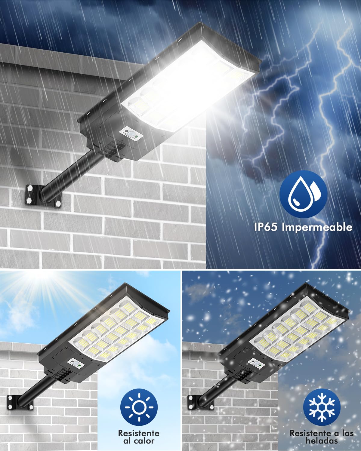 Farolas Solares Exterior, 600W Foco Led con Sensor de Movimiento, Farola Solar Potente con Mando, Gran Angular 240°,6500K Impermeable IP65 Luz de Seguridad para Jardín,Patio Garage,Camino,2pc