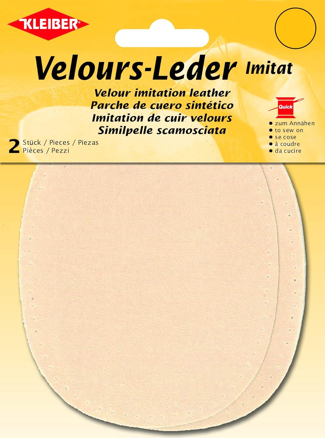 Imitation Suede Leather Sew on Knee/Elbow Patches – Oval-12.5cm x 10cm-Ivory