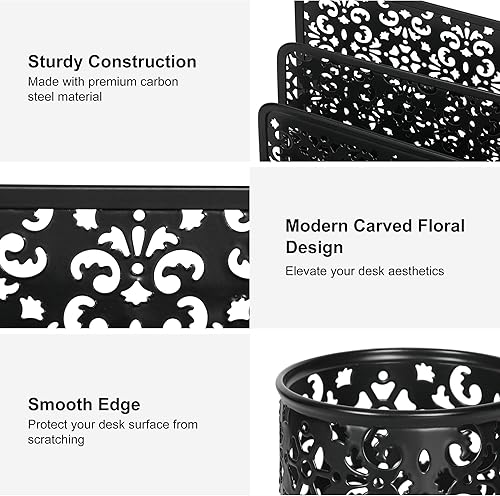 Miniatura 2 de EasyPAG Set organizador de escritorio 5 en 1  Incluye 2 Charolas tamaño papel Carta, Clasificador de cartas, soporte de bolígrafos, recipiente para