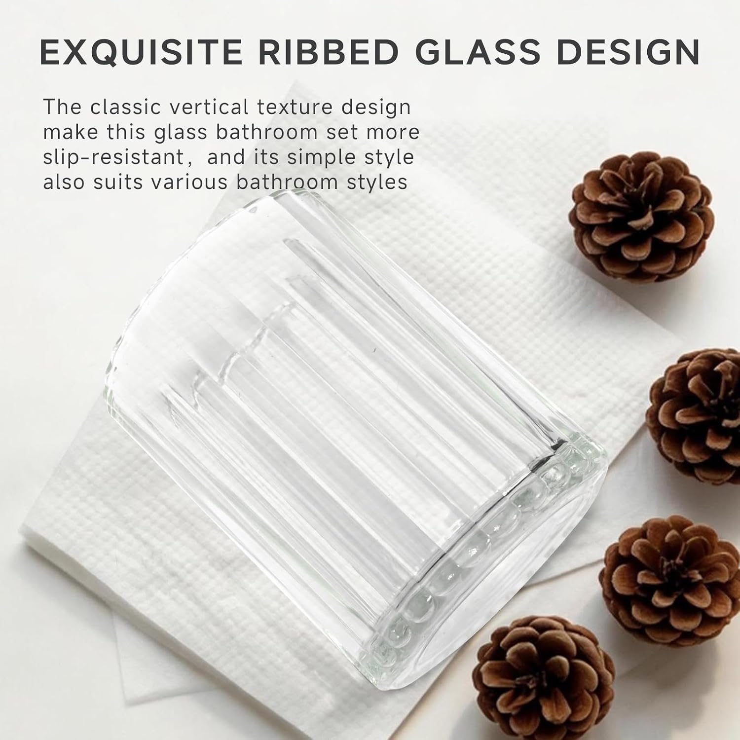 Clear Glass Bathroom Accessory Sets, Soap Dispenser, Toothbrush Holder Set | Clear and Gold Bathroom Set, Modern Bathroom Decor, Vintage Gift, housewarming gift